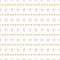 Bright abstract white modern seamless pattern with pink stars and golden polka dot lines Vector illustration for wrapping website invitation design Shiny gold background Golden texture Festive banner.