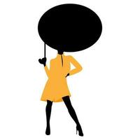 Elegant girl with an umbrella in a yellow raincoat in an avant-garde style. Autumn mood to illustrate confidence and determination vector