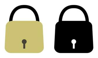 Padlock in black silhouette and color flat isolated vector object