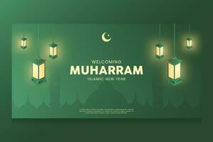 Islamic New Year Banner Background Graphic Resources vector