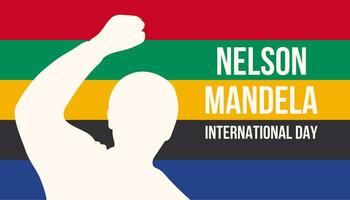 Nelson Mandela International Day background, banner, poster and card design template. South Africa flag colors, celebrated in july. Vector illustration