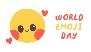 mundo emoji día vector ilustración. concepto para sonrisa día con feliz, sonriente icono. emoticon ilustración en blanco antecedentes.
