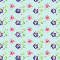 seamless floral pattern with colorful wild flowers on mirror reflecting blue sky vector