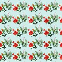 seamless floral pattern with colorful wild flowers on mirror reflecting blue sky vector