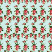 Vector white and blue seamless roses pattern in retro style with trailing vines and large flowers suitable for fabric or interior design