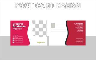 Red Corporate business postcard or EDDM postcard design template vector