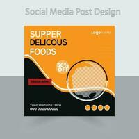 Fast food restaurant business marketing social media post or web banner template design with abstract background, logo and icon. Fresh pizza, burger, pasta vector