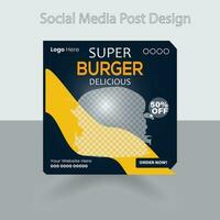 Fast food restaurant business marketing social media post or web banner template design with abstract background, logo and icon. Fresh pizza, burger, pasta vector