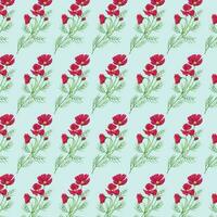 Vector white and blue seamless roses pattern in retro style with trailing vines and large flowers suitable for fabric or interior design