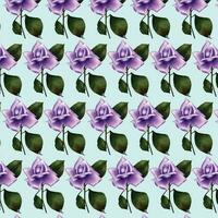 Vector white and blue seamless roses pattern in retro style with trailing vines and large flowers suitable for fabric or interior design