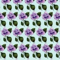 Vector white and blue seamless roses pattern in retro style with trailing vines and large flowers suitable for fabric or interior design