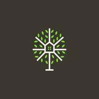 vector de diseño de logotipo de casa de árbol