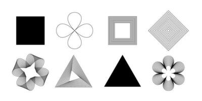 A set of minimalistic linear icons and shapes for web design, posters, clothes, covers. Universal elements and shapes. Set of geometry elements. Modern shapes set. Graphic element vector. vector