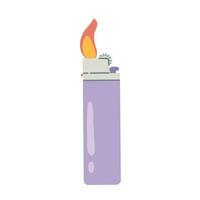 Isolated lighter with flame in flat style on white background vector