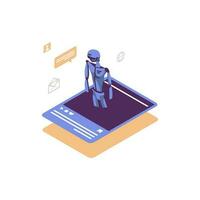 social media Ai flat style isometric illustration design vector