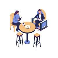 Coffe break flat style isometric illustration vector design