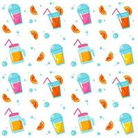 Seamless pattern with different fresh cocktails and orange vector