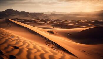 Rippled sand dunes in arid Africa heat generated by AI photo