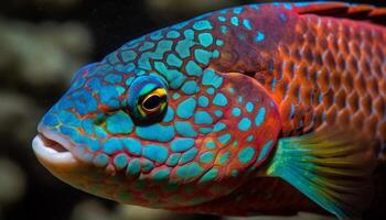 Poisonous viper in underwater reef, danger ahead generated by AI photo