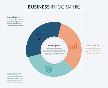 Three Steps Work Process Circle Business Infographic Template, Circle Advertising Chart Diagram Presentation vector