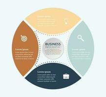 negocio infografía plantilla, publicidad tarta gráfico presentación, cuatro pasos trabajo proceso circulo diagrama con íconos vector