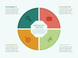 Four Steps Work Process Polygon Business Infographic Template, Circle Advertising Chart Diagram Presentation vector