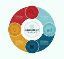 Business Infographic Template, Advertising Pie Chart, Four Steps workflow Circles Inside Circle Diagram Presentation vector