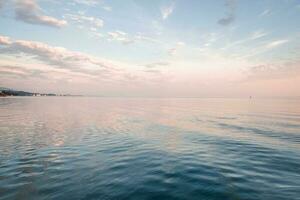 Beautiful sunset landscape on the blue sea. photo