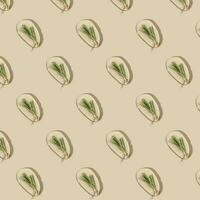 A drop of cosmetic gel with rosemary on a beige background. Pattern. photo