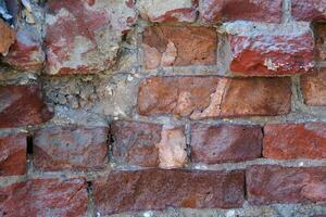 The texture of old brick wall in close-up. photo