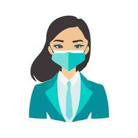 Young businesswoman wearing a mask vector