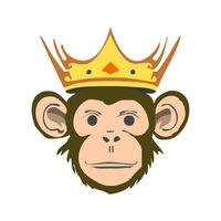 Portrait of monkey wearing a crown vector illustration. Monkey king.