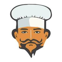 retrato de cocinero vistiendo un cocinero sombrero y barba vector ilustración