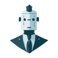 empresario con robot cabeza vector ilustración