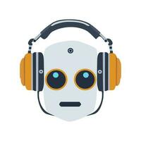 A robot wearing music headset vector illustration