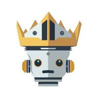 un robot vistiendo un corona y música auriculares vector ilustración