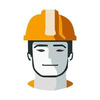 Portrait of a man wearing industrial helmet or construction helmet vector illustration