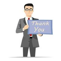 A businessman holding thank you sign vector illustration