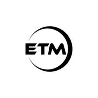 ETM letter logo design in illustration. Vector logo, calligraphy designs for logo, Poster, Invitation, etc.