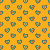 Retro Motley Pattern With Hearts. 1960 Design. Hippie Decoration. Vector Flat Illustration