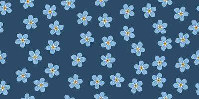 SEAMLESS PATTERN OF LITTLE BLUE FLOWERS ON A BLUE BACKGROUND IDEAL FOR CLOTHING PRINTS AND CUSTOM WALLPAPER vector