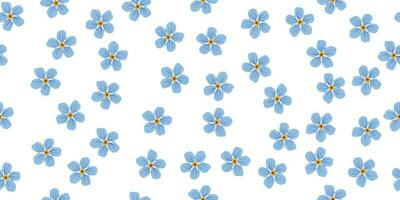 SEAMLESS PATTERN OF LITTLE BLUE FLOWERS ON A WHITE BACKGROUND IDEAL FOR CLOTHING PRINTS AND CUSTOM WALLPAPER vector