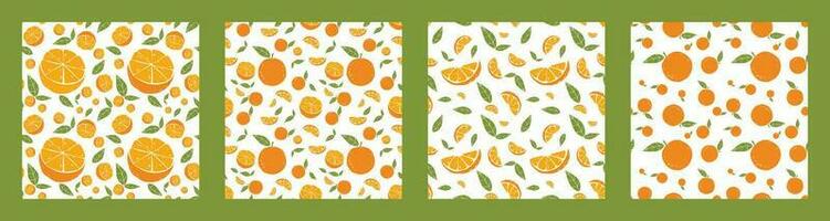 Set of Seamless pattern with an orange theme, featuring a perfect modern design for wallpaper and fabric printing. With vibrant colors and a neutral background, this pattern brings a contemp vector