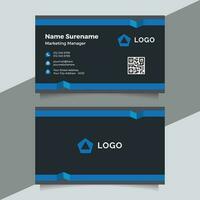 Modern black and blue business card design template vector