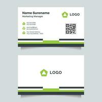 Modern white and green business card design template vector