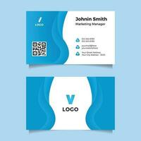 Modern white and blue business card template vector