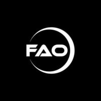 FAO letter logo design in illustration. Vector logo, calligraphy designs for logo, Poster, Invitation, etc.