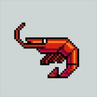 Pixel art illustration Shrimp. Pixelated Shrimp. Sea shrimp coral icon pixelated for the pixel art game and icon for website and video game. old school retro. vector