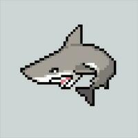 Pixel art illustration Shark. Pixelated Shark. Sea Shark icon pixelated for the pixel art game and icon for website and video game. old school retro. vector