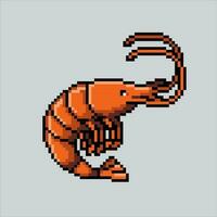 Pixel art illustration Shrimp. Pixelated Shrimp. Sea shrimp coral icon pixelated for the pixel art game and icon for website and video game. old school retro. vector